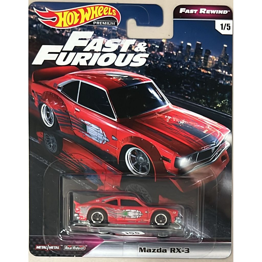 HOT WHEELS PREMIUM FAST FURIOUS MAZDA RX-3 RED NON SNI ORIGINAL MATTEL