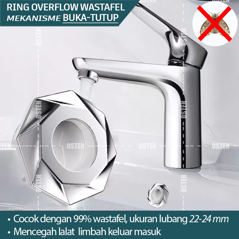 Ring Overflow Wastafel / Sink universal dengan mekanisme buka tutup, mencegah bau tidak sedap dan la