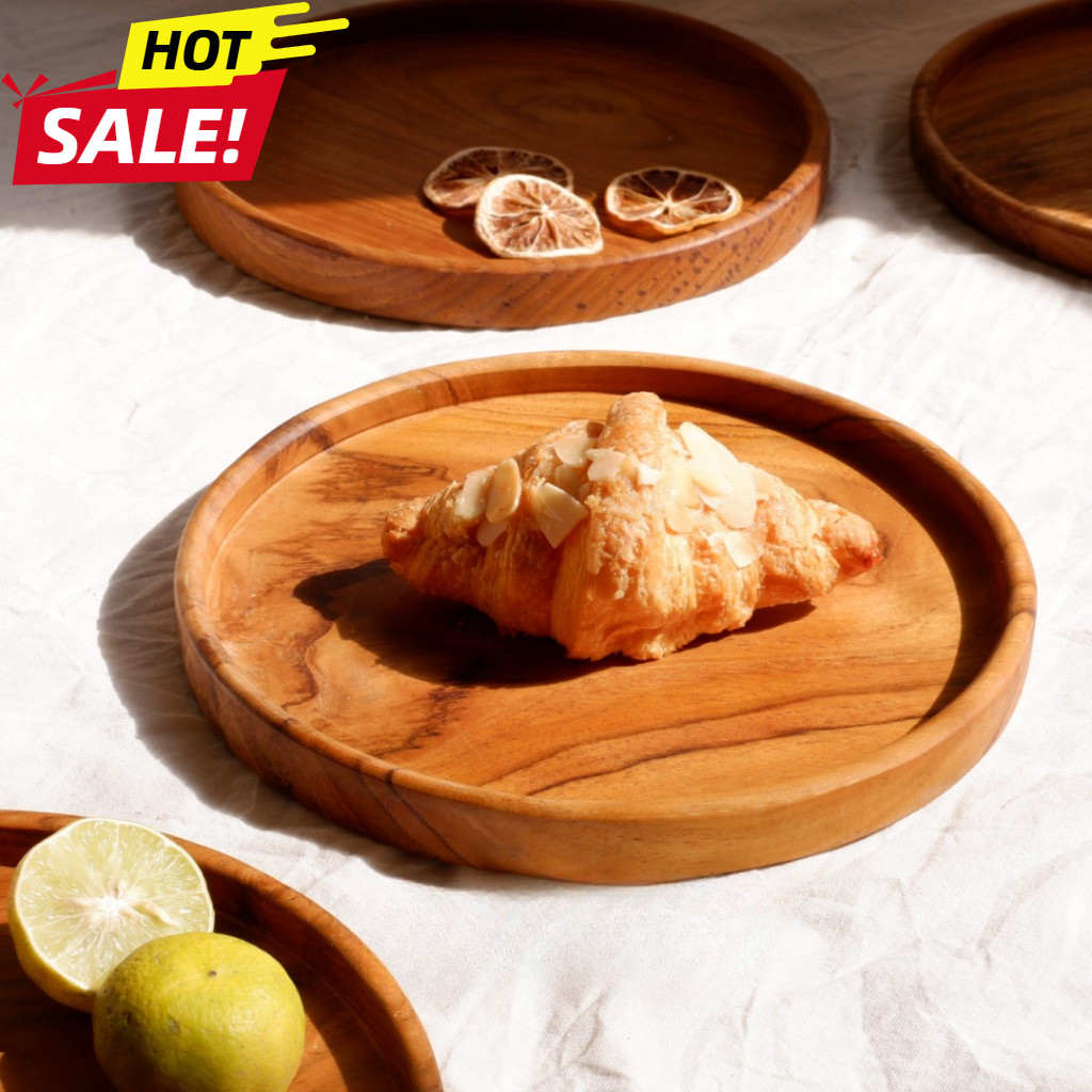 Nampan Kayu Bulat Minimalis – Nampan Kayu Bulat Estetik – Nampan Kayu Natural untuk Sajian