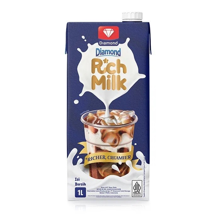 serba.grosir.bandung-Susu UHT Diamond Rich Milk cocok untuk Kopi Murah Halal Distributor resmi 1LITE