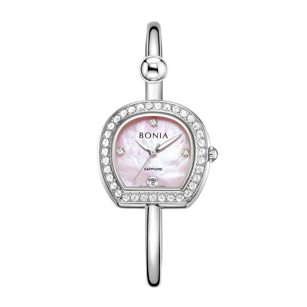Jam Tangan Wanita Bonia Sonia Elegance B10874-2377S Pink MOP Dial Silver Stainless Steel Strap