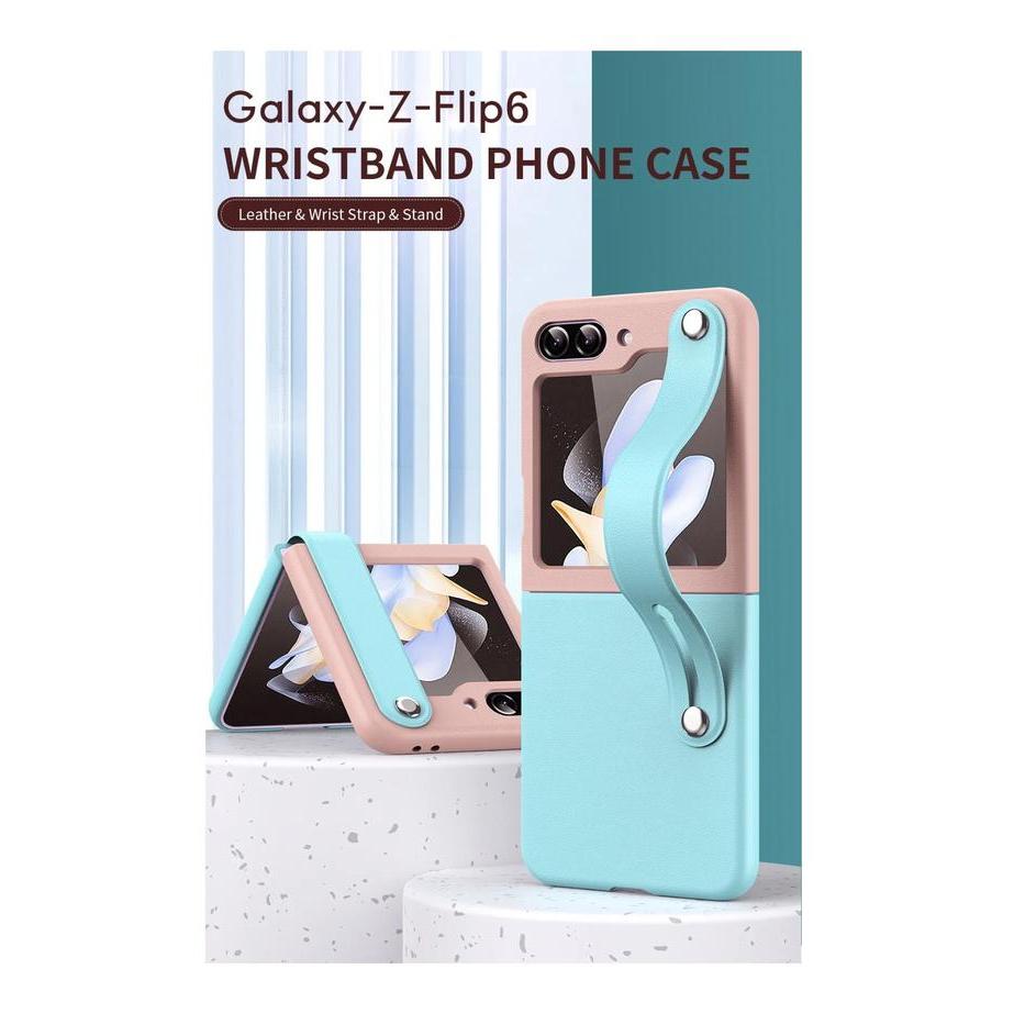 CASE FOR SAMSUNG GALAXY Z FLIP 6 / Z FLIP 5 / Z FLIP 4 / Z FLIP 3 5G LEATHER DUALTONE CASE WITH WRIS