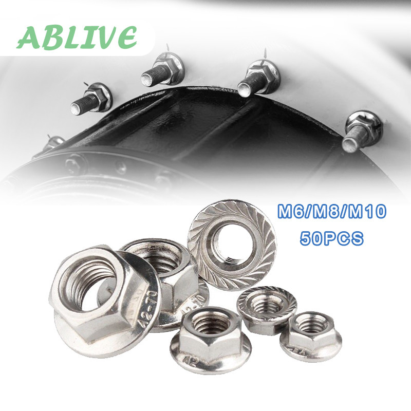 Isi 50 Mur Flange M6 Mur Topi Stainless Steel 304