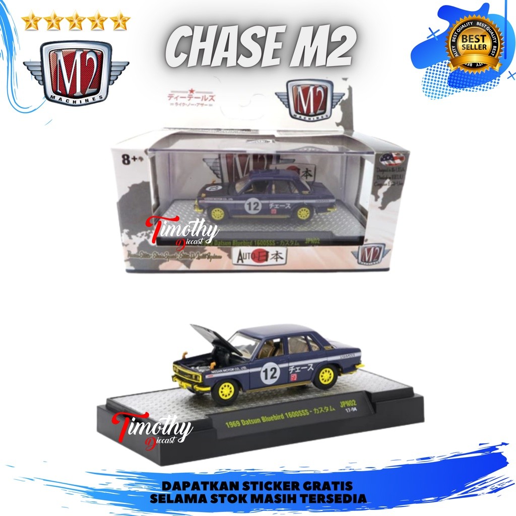 M2 Machines CHASE 1969 Datsun Bluebird 1600SSS Navy Angka 12