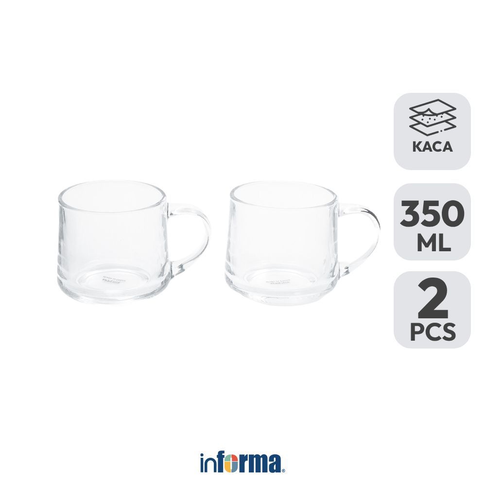 Informa Appetite Ducan Gelas Kaca 350 ml Set 2 Pcs Transparan Cup Bening Wadah Air Minum Tempat Minu