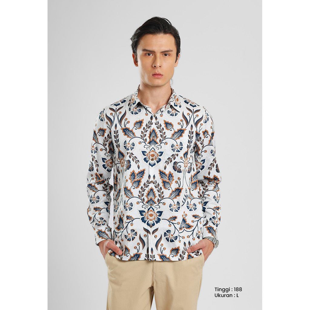 MANZONE - Kemeja Batik Lengan Panjang Manzone Kundala 03 - Beige
