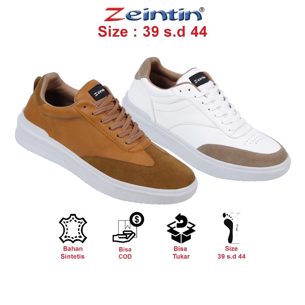 Gaya Outfit NEW Zeintin - Sepatu Sneakers Pria Sport Putih Sepatu Pria Original Zeintin IR