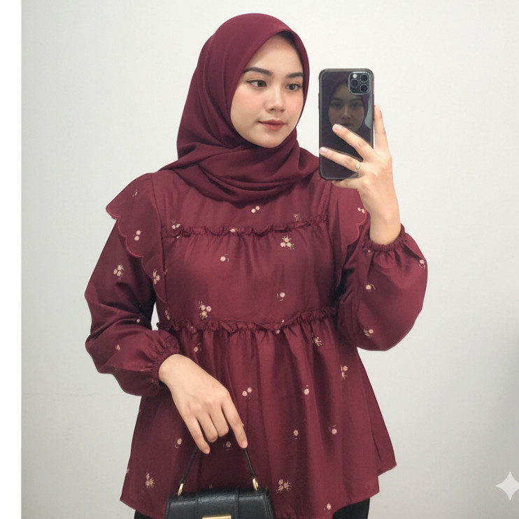 NTF - ZER BLOUSE GANYA DENGAN RUFFLE KERUT BAGIAN DADA MODEL BARU TREND FASHION NASIONAL / Atasan Wa