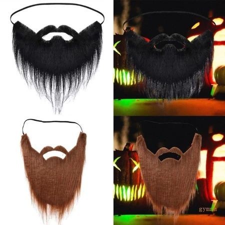 1PC Jenggot imitasi palsu Fake beard Panjang Kumis Jenggot Palsu 2warna Jenggot Palsu Jenggot Hallow