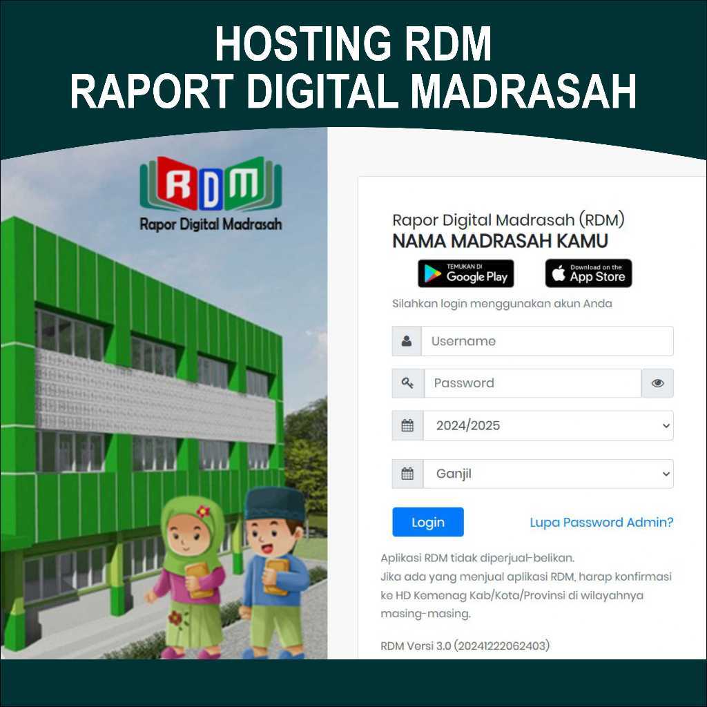 [HOSTING RDM] RDM Rapor Digital - 1 Tahun Free Instalasi