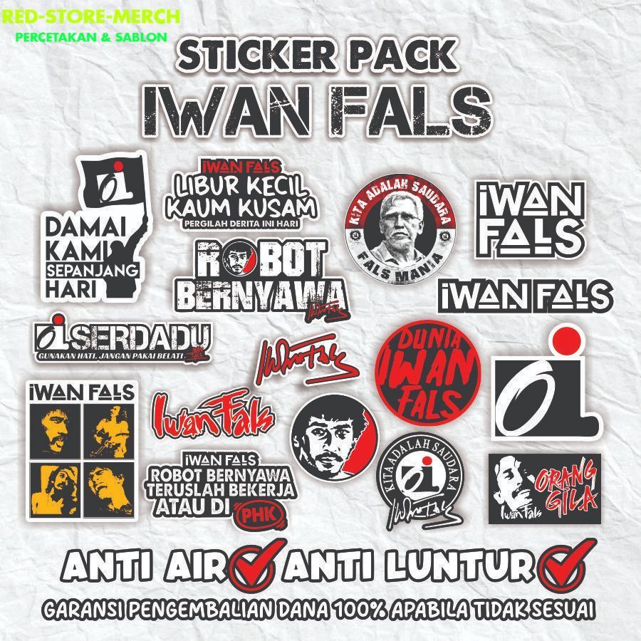 REDSTOREMERCH Sticker pack BAND Iwan Fals stiker estetik stiker pack stiker motor stiker laptop stik