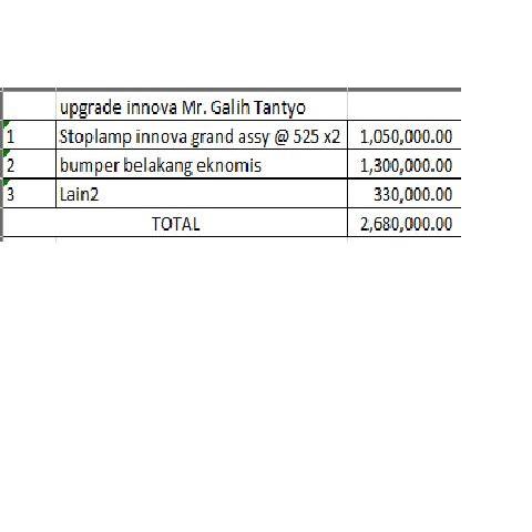 Invoice upgrade innova 2012 Mr. Galih quality