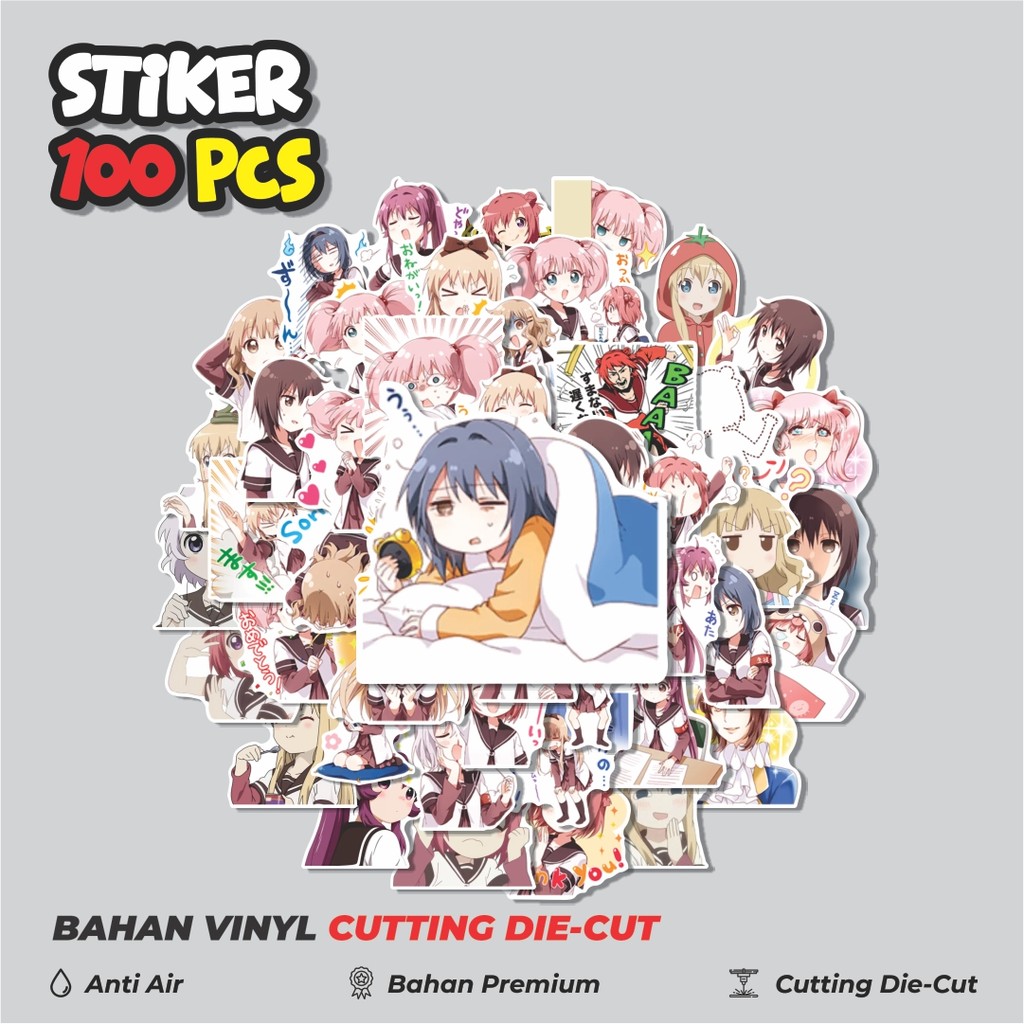 Terbaru! 50 pcs Stiker  YURU YURI Dekorasi Lucu Kreatif untuk Notebook, Skateboard, HP