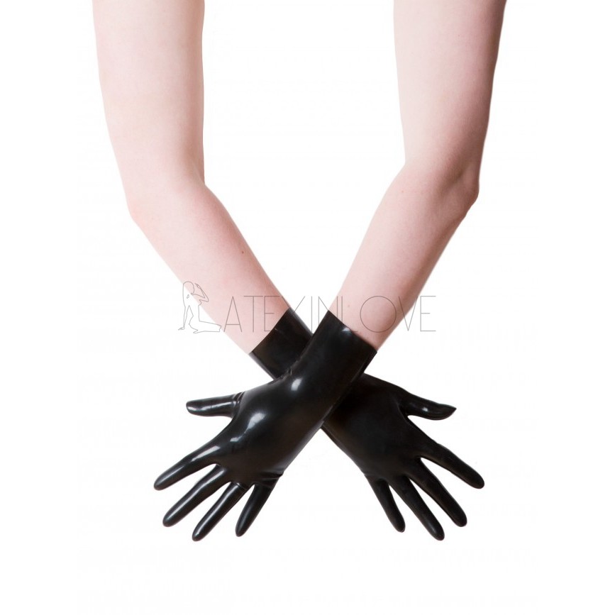 Sexy Black Latex Short Gloves Wrist Length for Women and Men Customize