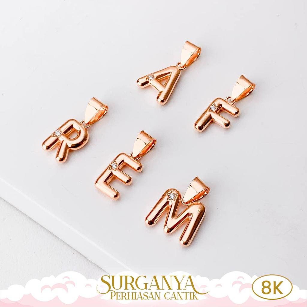 Macan Gold Kadar 8K Yellow Gold Pendant - LIontin Huruf Model Alfaloon by Lestari Gold