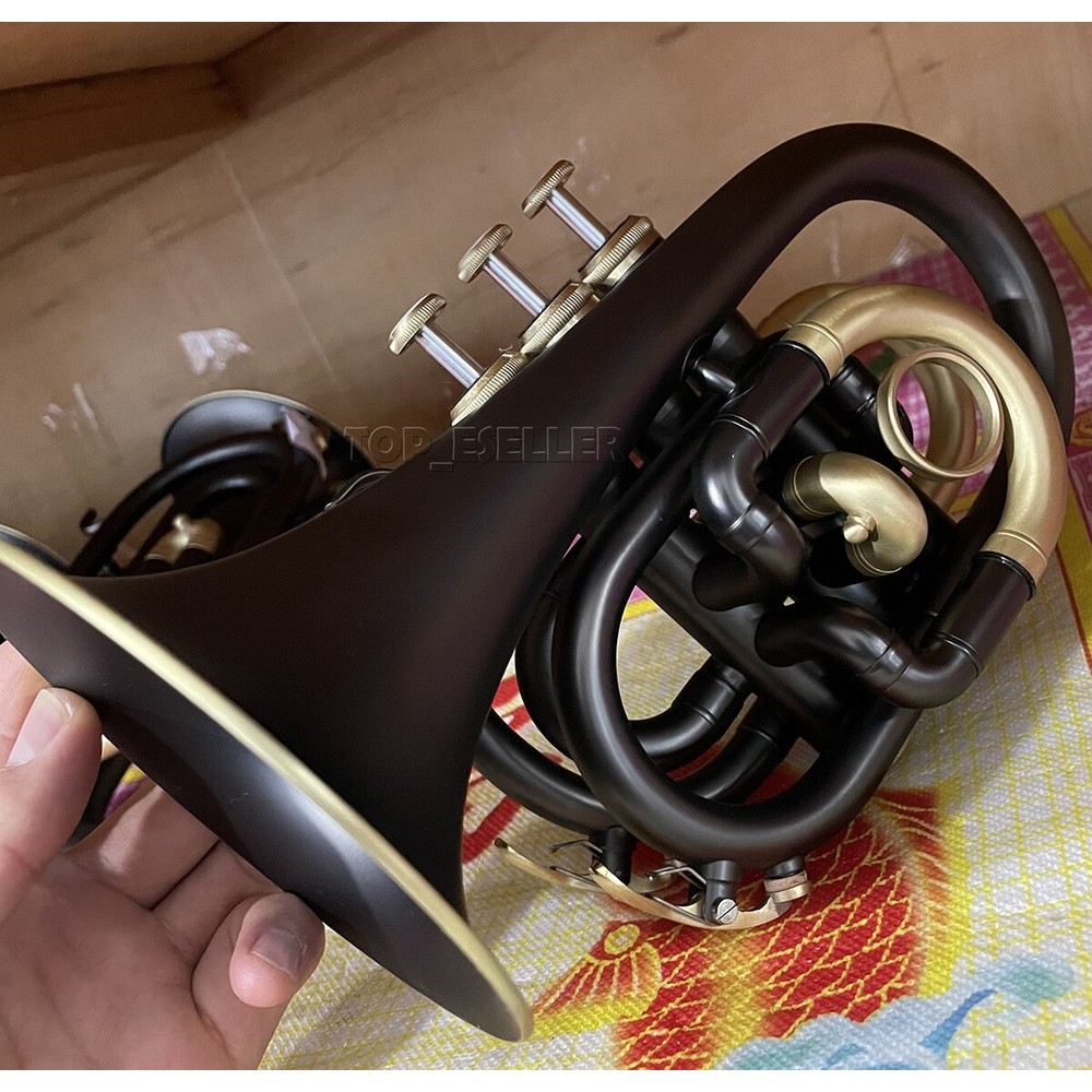 NEW Matte Black Pocket Trumpet With Case mouthpice