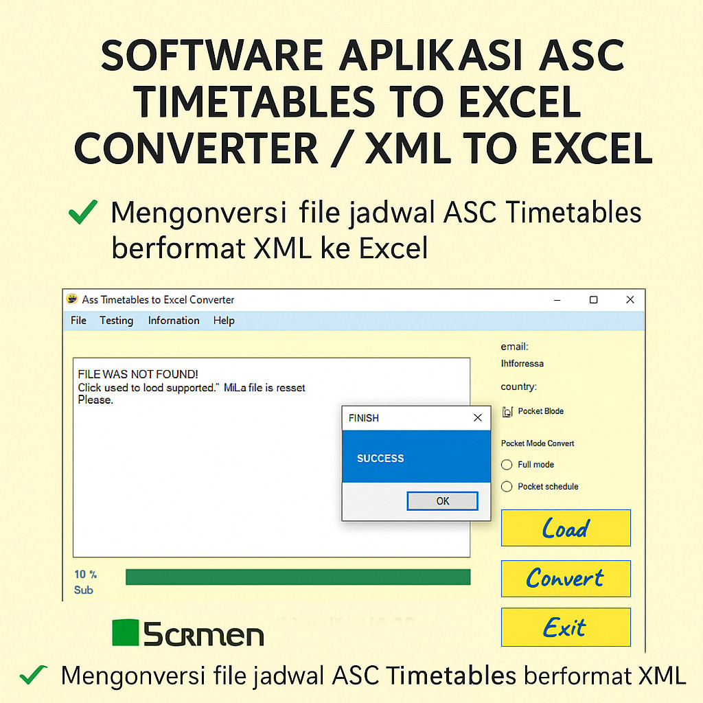 Software Aplikasi Asc Timetables to Excel Converter / XML to Excel