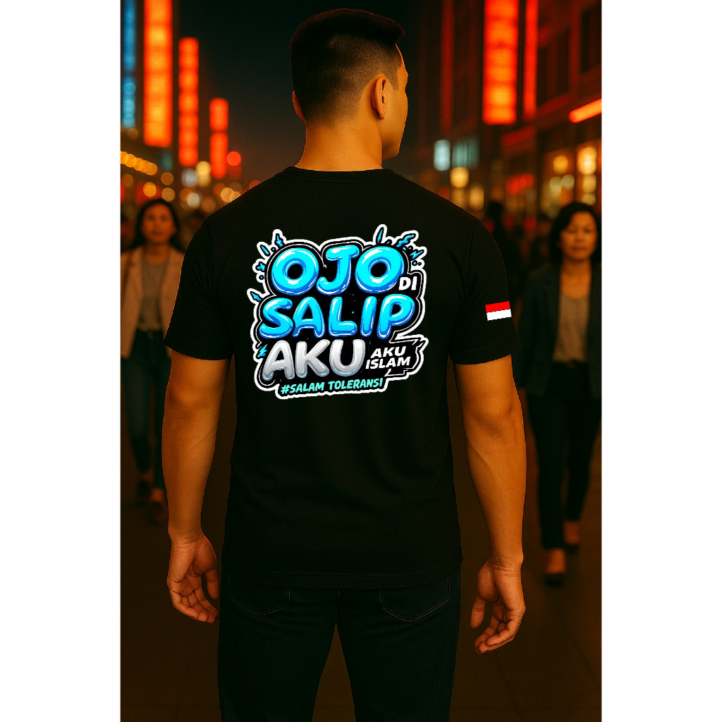 Ind Kaos Wanita Pria Ojo Disalib Mas Aku Islam kata2 VIiral Crew Neck Bahan Katun Kaos Polos Putih H