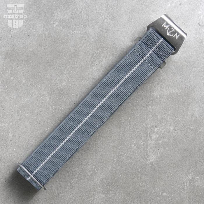 Grey Silver MN Strap Premium Elastic Nylon Strap Marine Nationale - 18mm