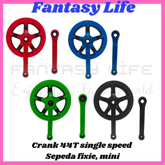 Ready Fantasy Gear Gir Crank set depan sepeda single speed 44T sepeda Fixie Lipat Minion - Merah