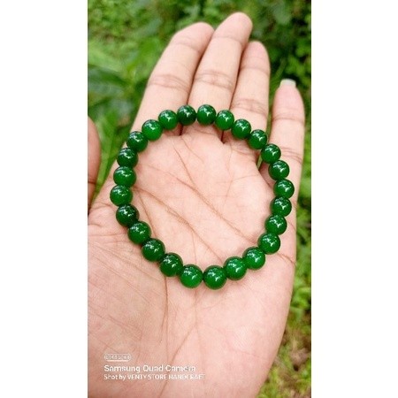 gelang batu giok hijau asli 8mm gelang giok original gelang batu giok aceh