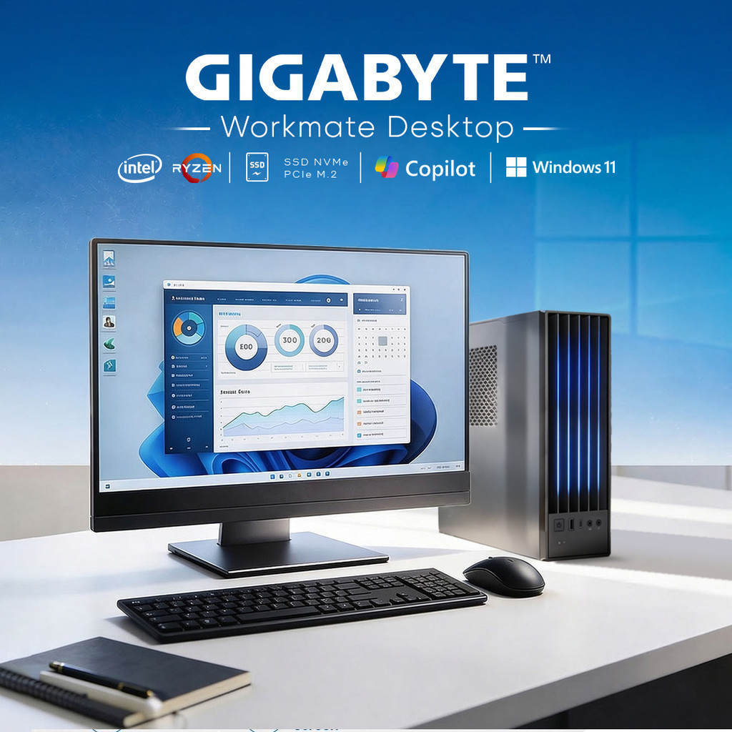 [GET BUNDLE MONITOR] GIGABYTE WORKMATE DESKTOP OFFICE PC RYZEN 5 3400G 8GB 256GB RAKITAN PC KANTOR