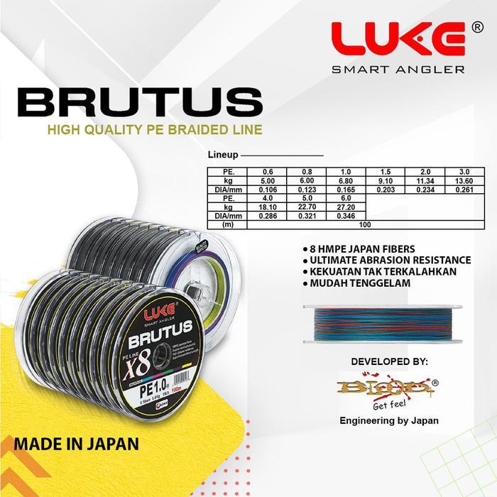 PROMO SENAR PANCING PE X8 BRAID LUKE BRUTUS MULTICOLOR 100M - 0.10mm-10Lb-PE 0.6