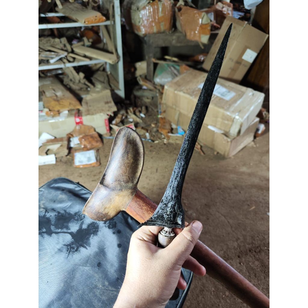 Keris Lurus Sepuh Kuno Warangka Gayaman Yogyakarta Jogja Bilah Berserat Tosan Aji Asli Dusun