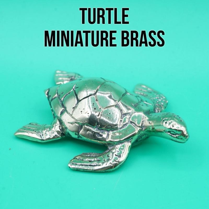 Turtle Tortoise Kura Penyu Brass Amulet Kuningan Miniature Statue Art Cooper Mainan Pajangan Hiasan 