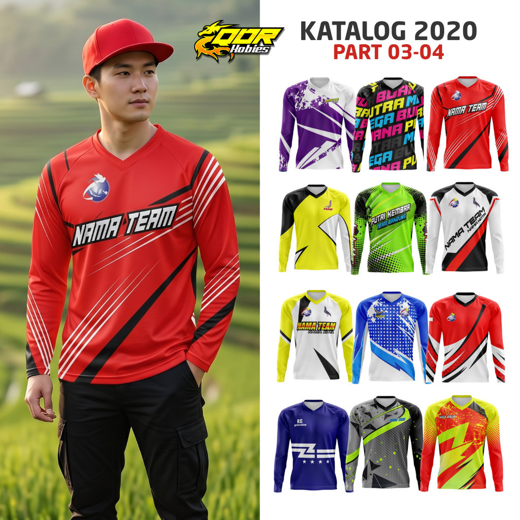 Jersey Custom Merpati QDR HOBIES Katalog 2020 part 03-04 Dry-Fit Polyester Tangan Panjang Full Print