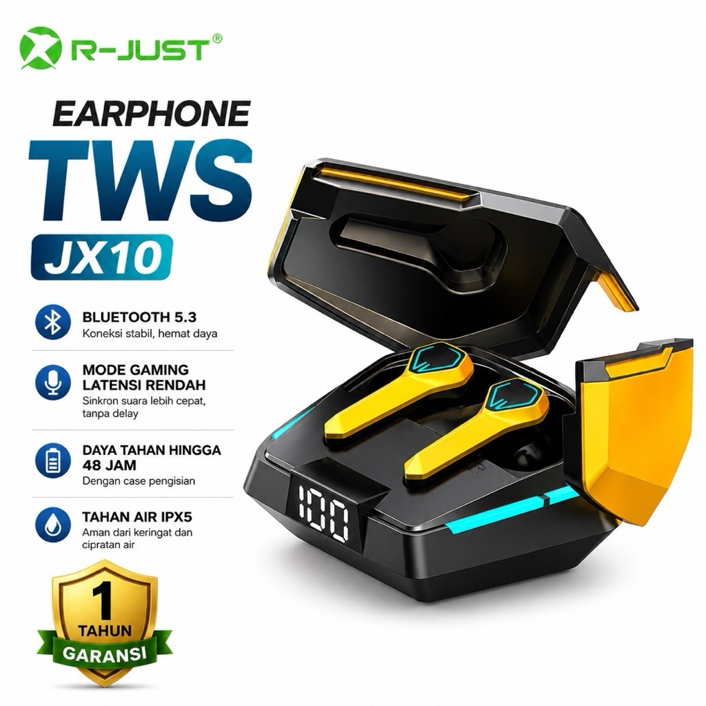 Headset TWS GARANSI 1 TAHUN NEKTECK Original JX10 M90 MAX M41 Gaming Headset Wireless Bluetooth Awet