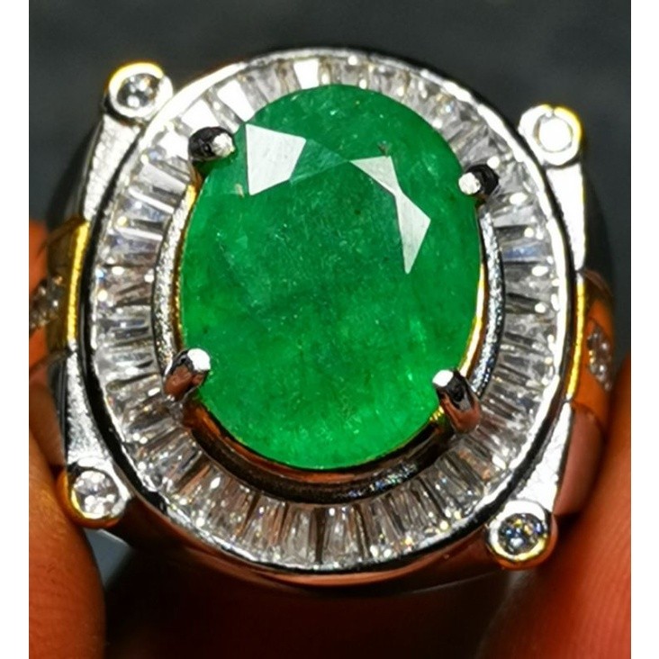 Batu permata natural zamrud colombia Ring microsetting