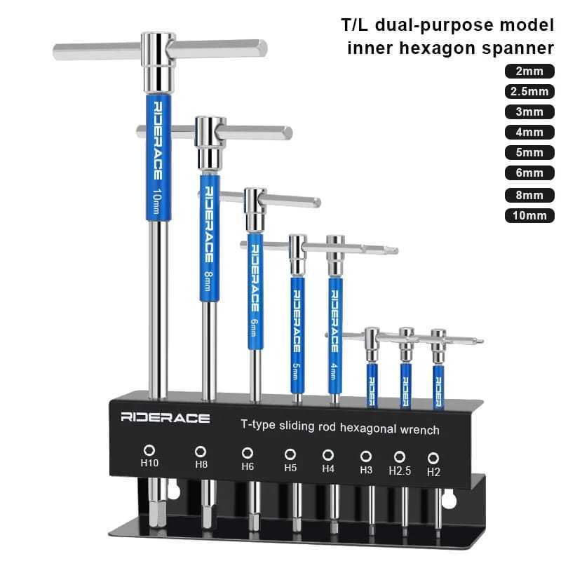 Foto Riderace Professional Kunci Allen Putar Hex Key Wrench Hand Bike Repair Tools Set T Handle 2/2.5/3/4/5/6/8/10mm CRV Steel Inner Hexagon Spanner