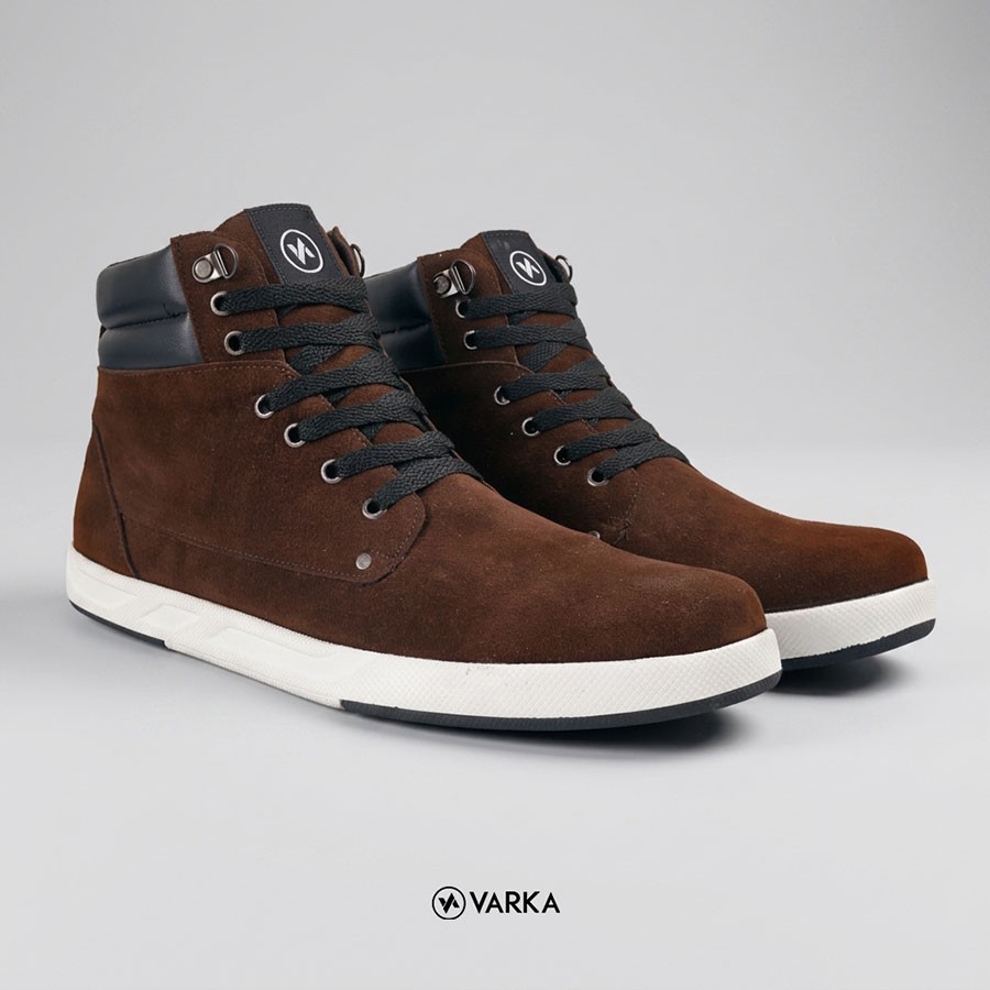 Sepatu Sneakers Pria Terbaru V 4087 Brand Varka Sepatu Kerja Murah Berkualitas Coklat