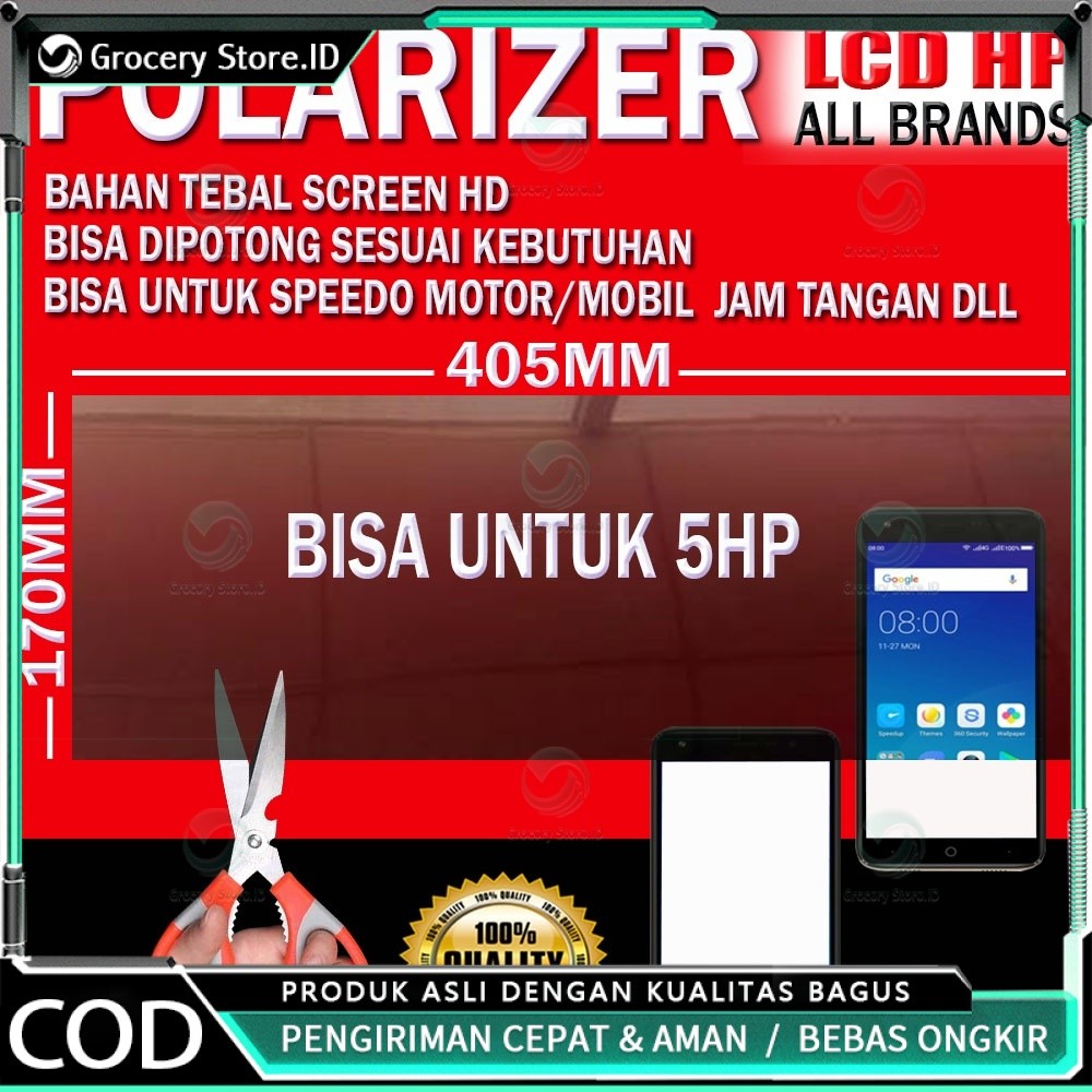 LAPISAN PLASTIK POLARIS POLARIZER LCD KACA HP MONITOR MOBIL POLARIZER SPEEDOMETER SPIDO METER