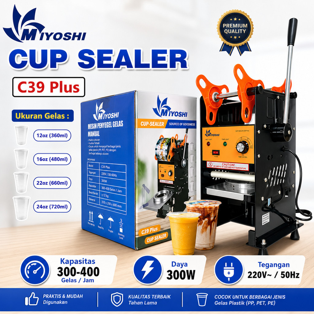 Cup Sealer C39 Miyoshi / Mesin Press Cup Gelas Plastik 300W / Alat Press Minuman Cup Press Tutup Cup
