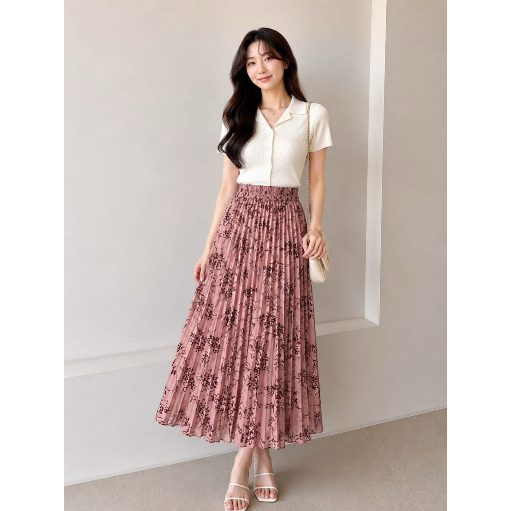 ROK PLISKET MOTIF BUNGA VIRAL BOUTIQUE SAKURA