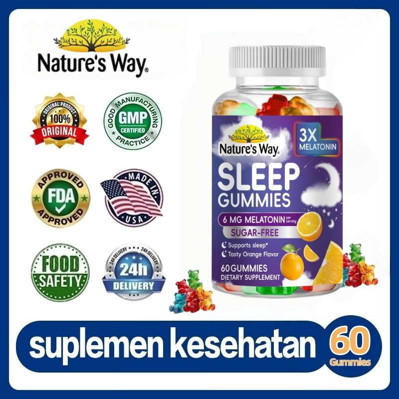 Nature’s Way Sleep Gummies 60 Gummies Melatonin 6mg Sugar Free Suplemen Tidur Bantu Tidur Lebih Nyam