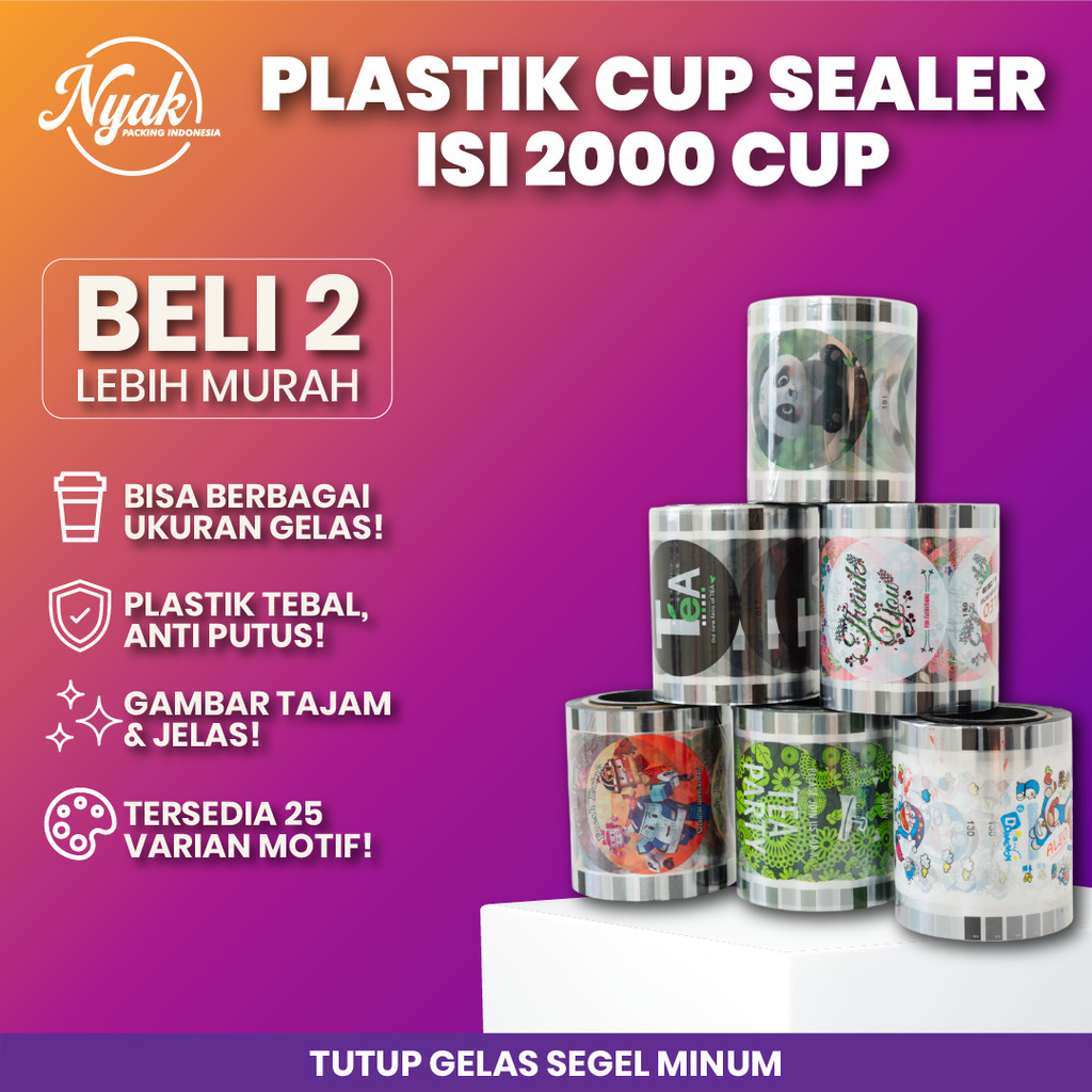 Cup Sealer Isi 2000 Cup / Plastik Lid Cup Sealer / Tutup Gelas / Tutup Minuman Gelas / Cup Minuman