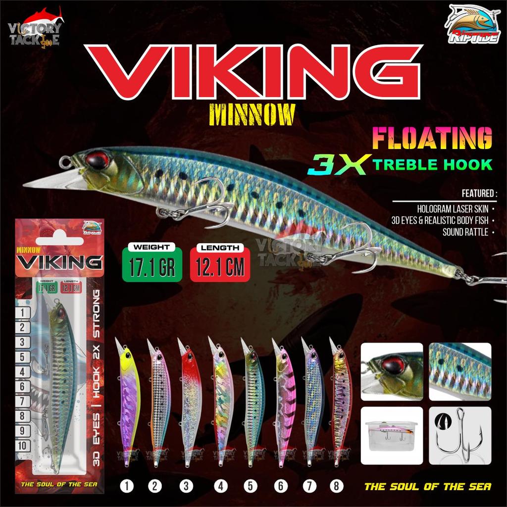 UMPAN PANCING LURE MINNOW RIPTIDE VIKING FLOATING ACTION PANJANG 12 CM BERAT 17 GR