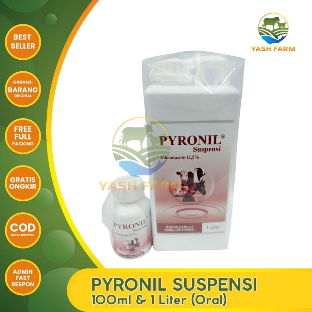 PYRONIL CAIR SUSPENSI 1 LITER  - OBAT CACING HEWAN TERNAK SAPI KAMBING KUDA BABI    BERKUALITAS