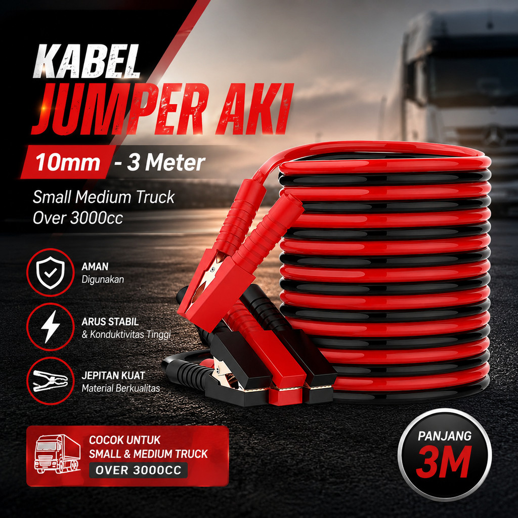 OTOHEROES Kabel Jumper Aki Copper 10mm Small Medium Truck Over 3000cc - D1500 - GNX