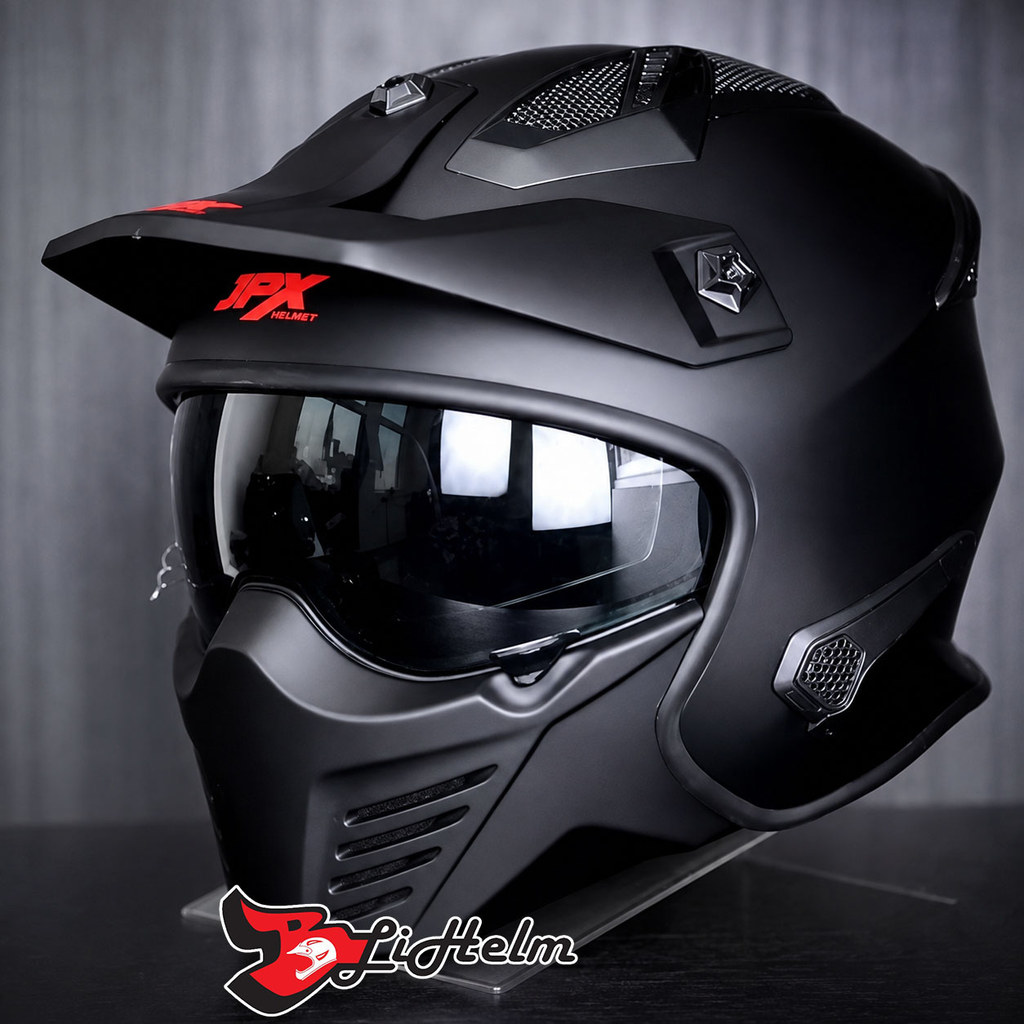 JPX HELM MX726R SMOKE SOLID  | BLACK DOFF | MX726 R CROSSOVER