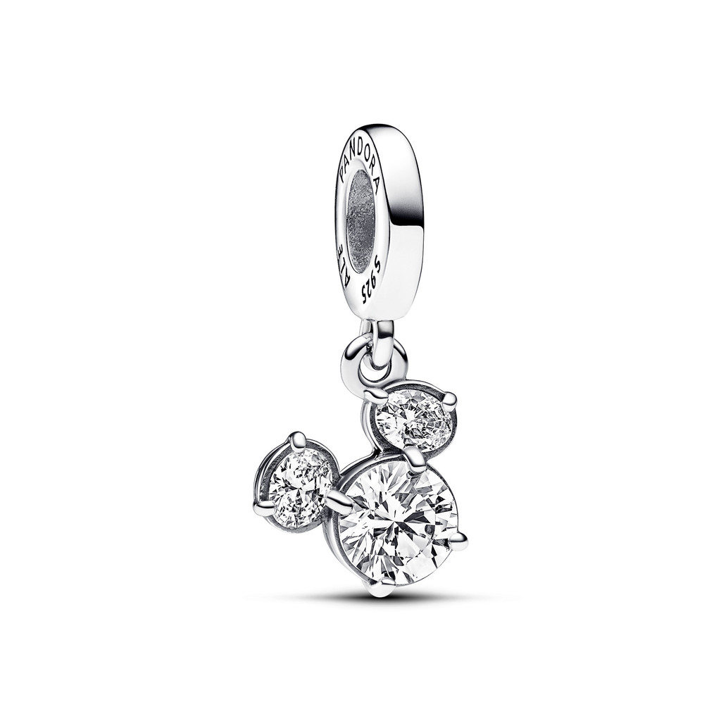 PANDORA - Disney Mickey silhouette sterling silver dangle with clear cubic zirconia - Silver - One s