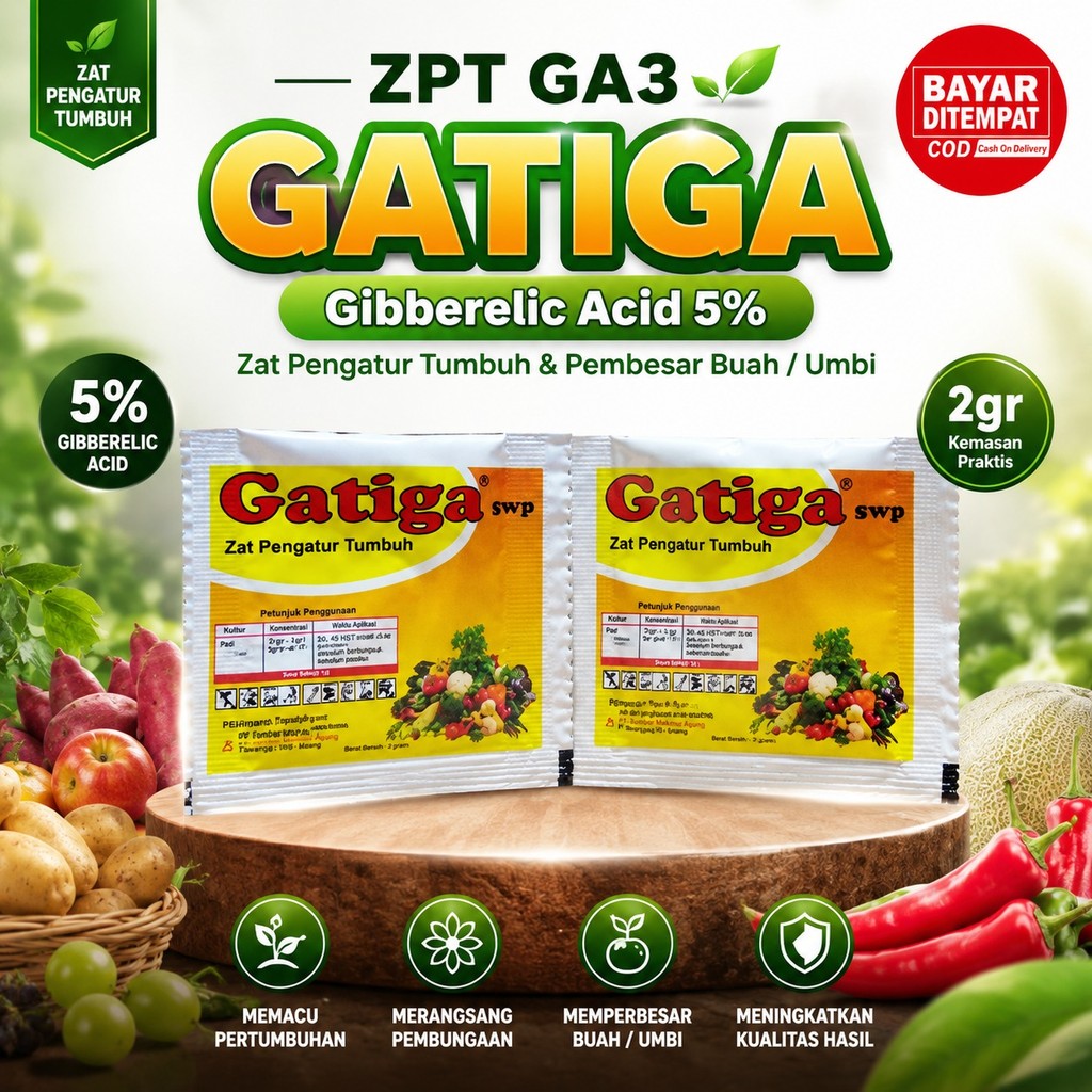 ZPT GA3 Gatiga Gibberelic Acid 5% kemasan 2gr. zat pengatur tumbuh & pembesar buah /umbi