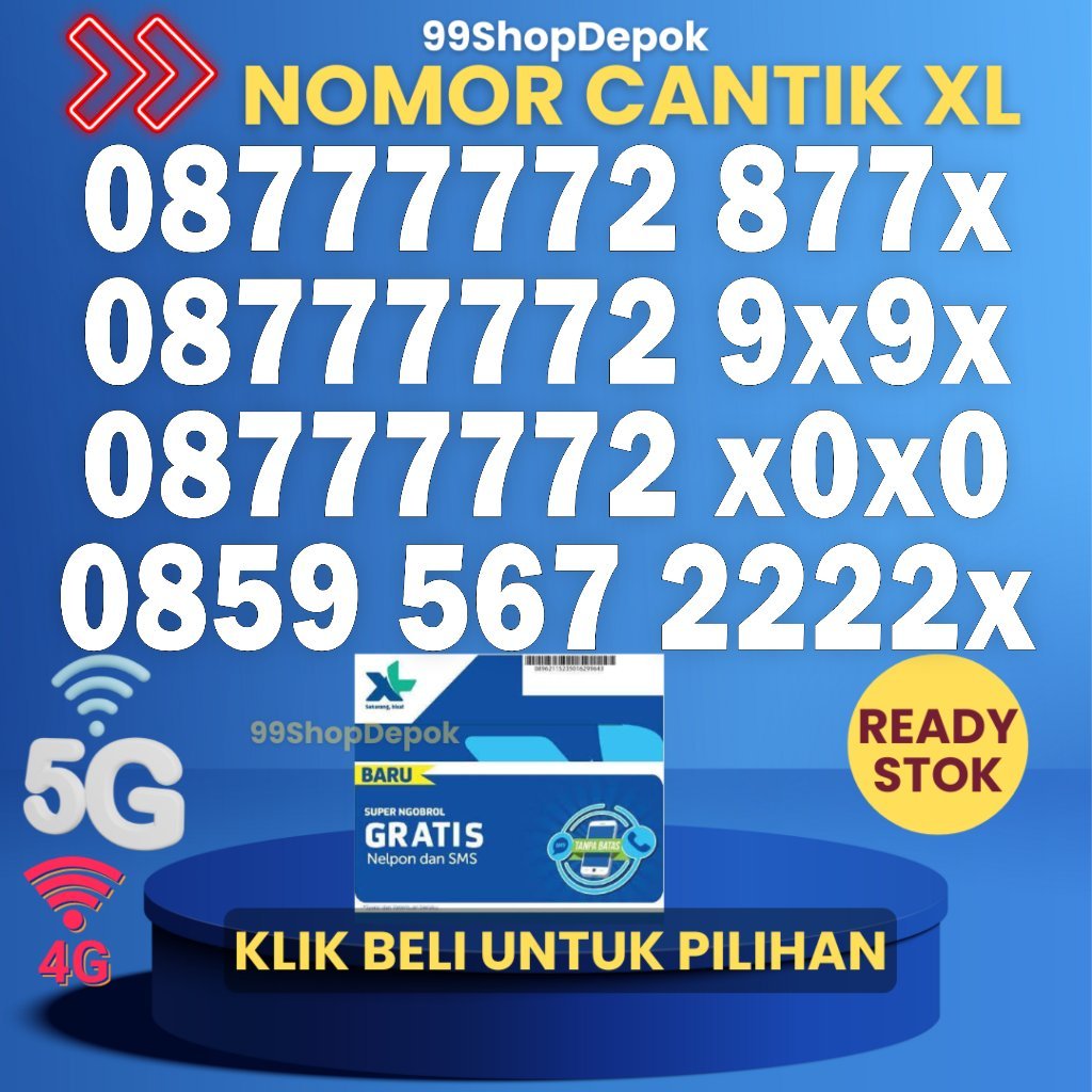 Nomor Cantik XL Kode 55.4 - Nomer Cantik XL 77777 Kartu Perdana XL 4g 5g Nomor Cantik XL 8888 Nomor 