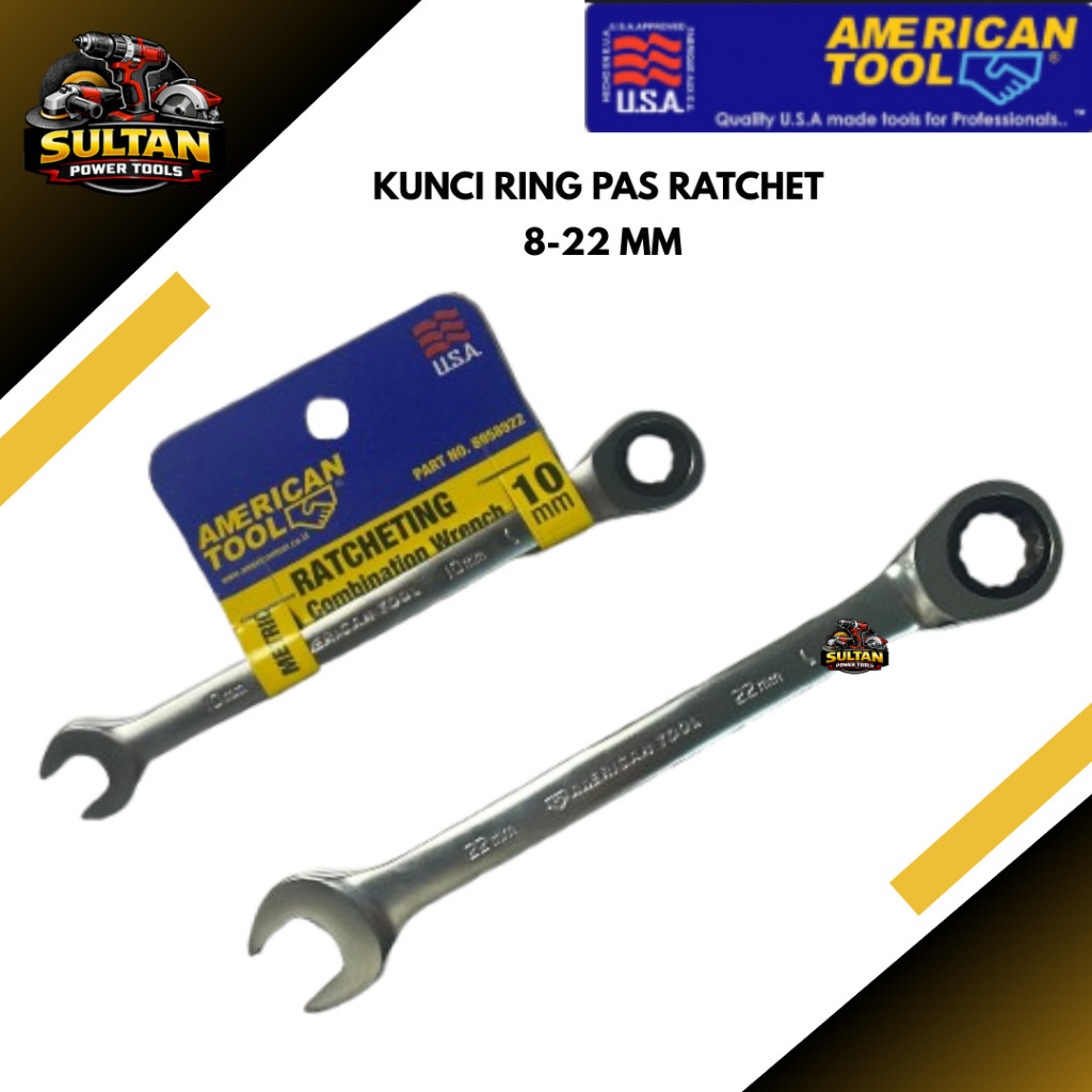 AMERICAN TOOL KUNCI RING PAS RATCHET / KUNCI RING PAS RATCHET/ KUNCI KOMBINASI RATCHETING WRENCH mad