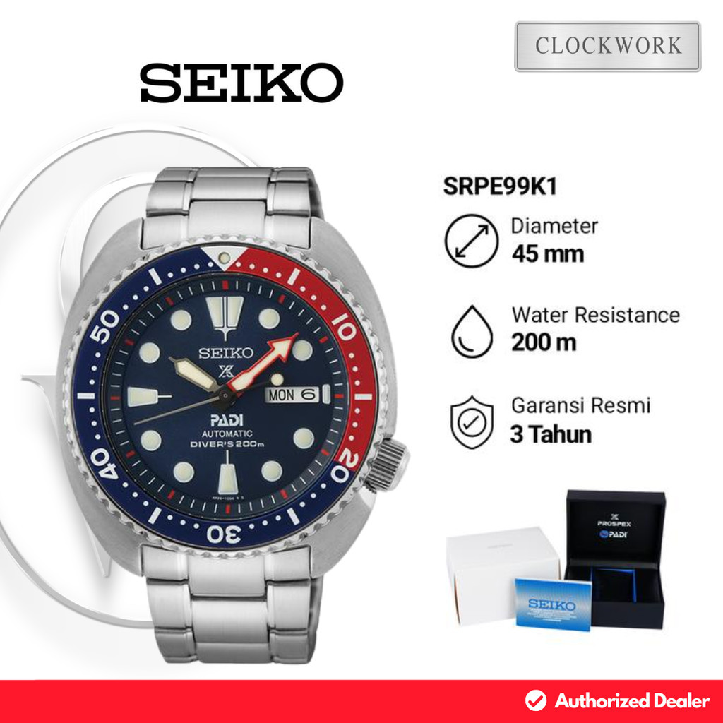 Jam Tangan Pria Seiko Prospex SRPE King Turtle Karet / Rantai Automatic Sporty Diver's Watch 200 m