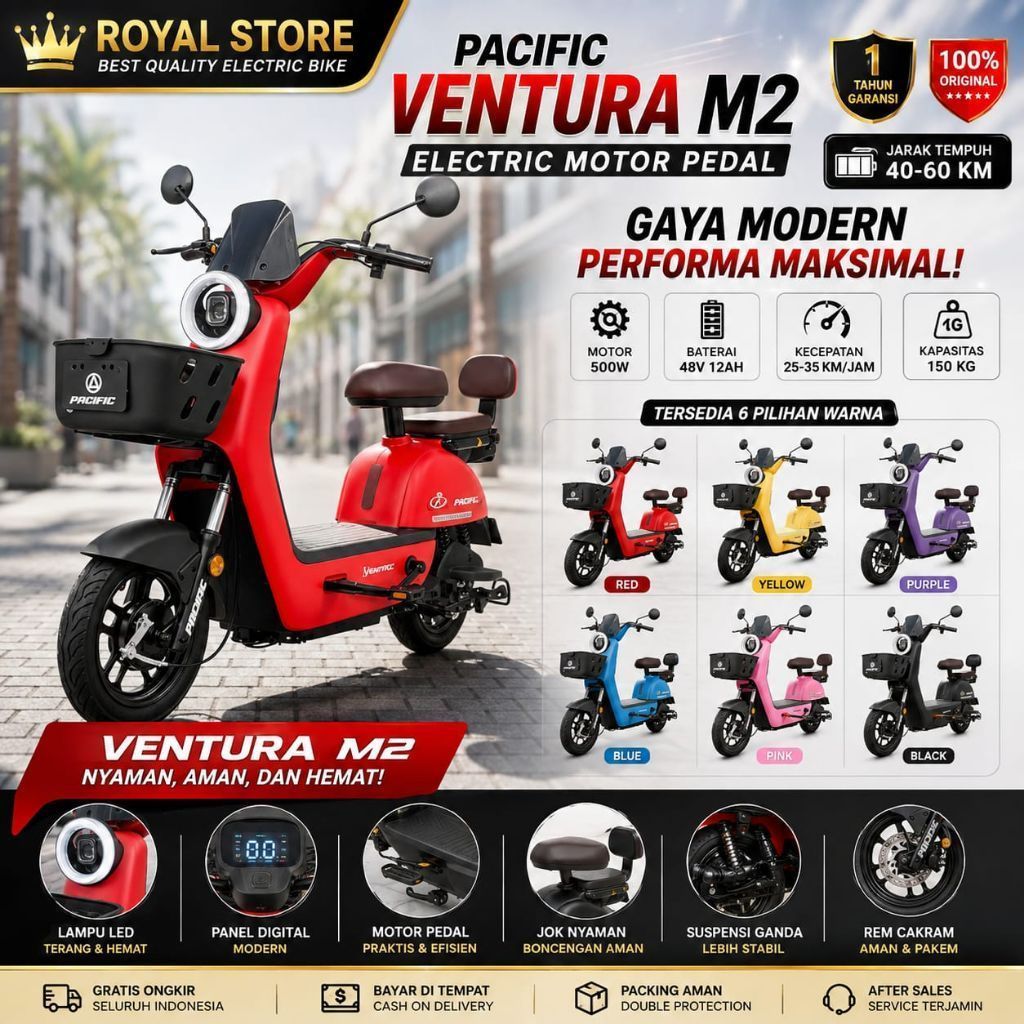 SEPEDA LISTRIK PACIFIC VENTURA M2 /SEPEDA LISTRIK PACIFIC VENTURA M2 ELECTRIC MOTOR PEDAL