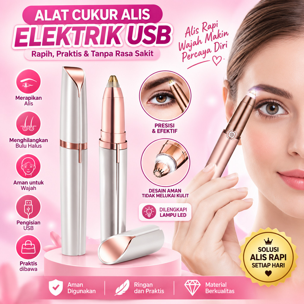 Alat Pencukur Alis Elektrik USB Cukur Alis Elektrik Trimmer Eyebrow Cukuran